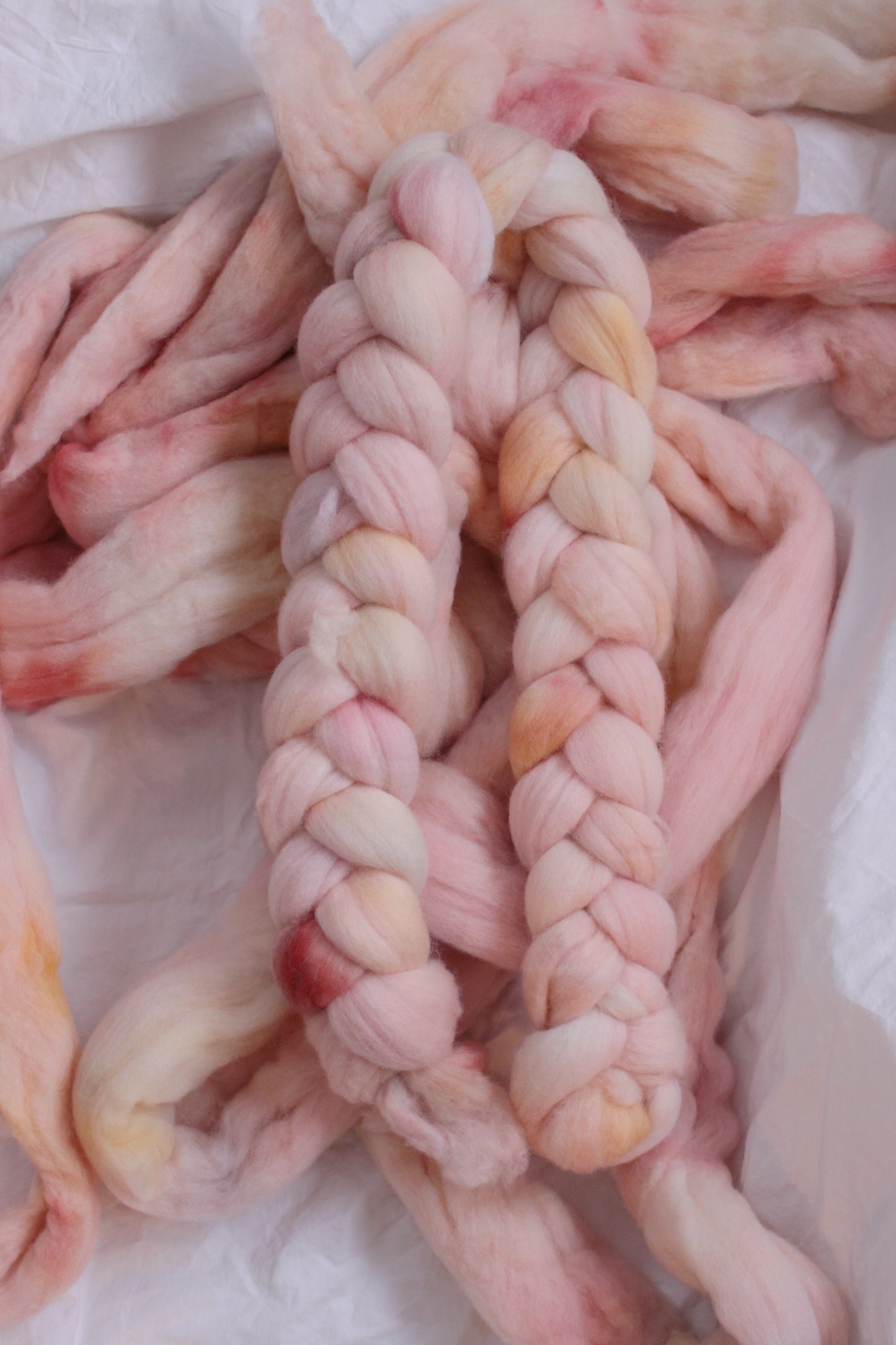 Peach Fuzz - Polwarth combed top (nonsuperwash)