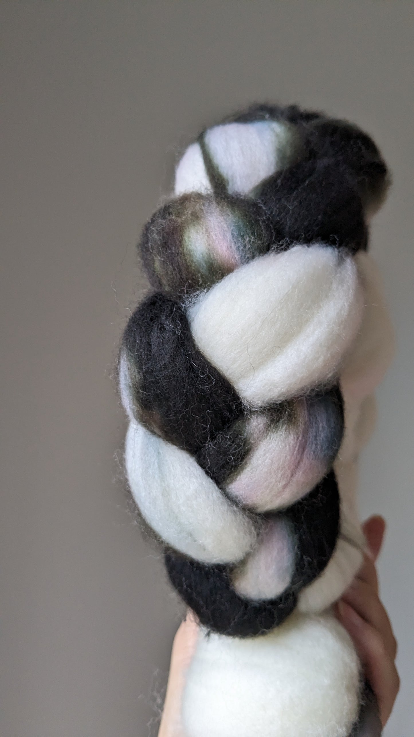 Zebra Confetti (OOAK) - 100% superwash merino top